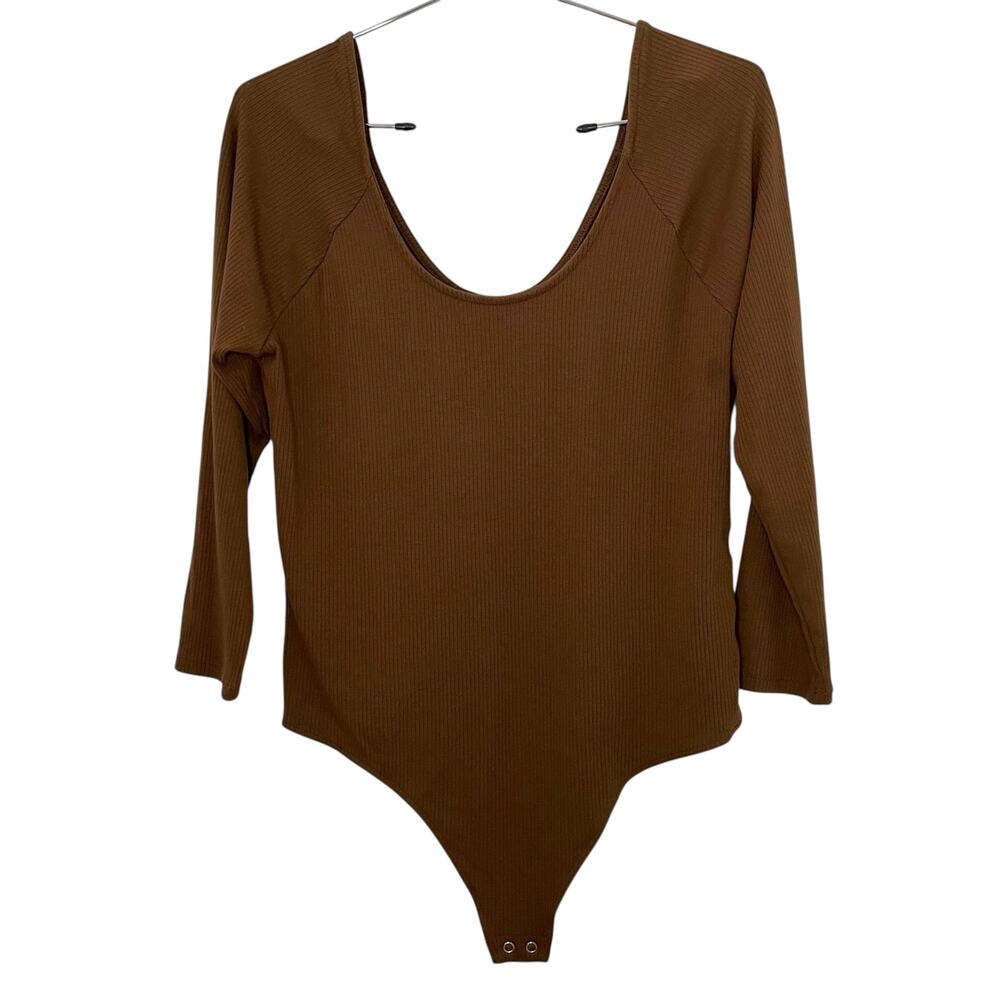 Set of Ribbed Bodysuits Womens Size L Banana Republic and Capulet Brown Violet
